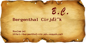 Bergenthal Cirjék névjegykártya